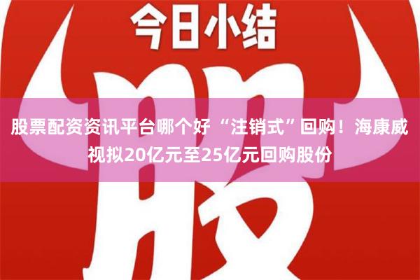 股票配资资讯平台哪个好 “注销式”回购！海康威视拟20亿元至25亿元回购股份