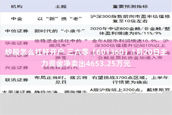 炒股怎么杠杆开户 三六零（601360）1月20日主力资金净卖出4653.25万元